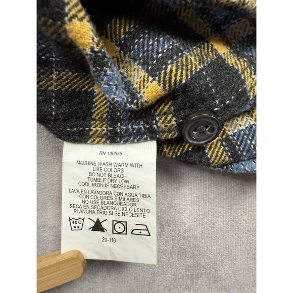 Grayers Heritage Flannel Shirt Mens Large Black Yellow Blue Plaid Button Down - Picture 11 of 14